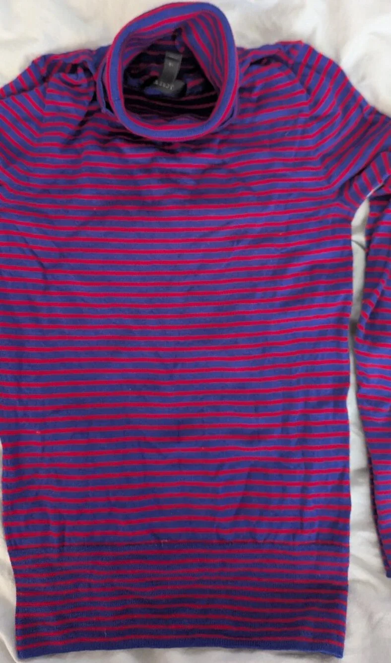 J. Crew Red And Blue Striped Wool Sweater, XS